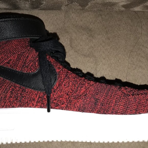 Nike Flyknit Air Force 1 Mid University Red Running Shoes Sneakers - Picture 5 of 10
